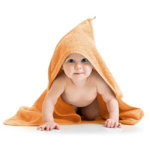 Bellatex Osuška pre bábätká s kapucňou oranžová, 80 x 80 cm