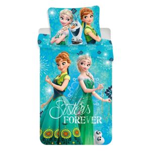 Jerry Fabrics Detské bavlnené obliečky Ľadové Kráľovstvo Frozen Sisters, 140 x 200 cm, 70 x 90 cm