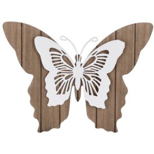 Koopman Drevená závesná dekorácia Motýlie mámenie, biela