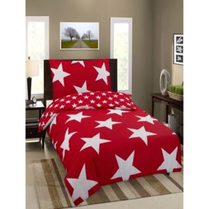 Jahu Bavlnené obliečky Premium Stars červená, 140 x 200 cm, 70 x 90 cm