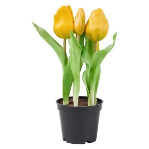 Butlers FLORISTA Tulipány "Real Touch" v kvetináči - žltá