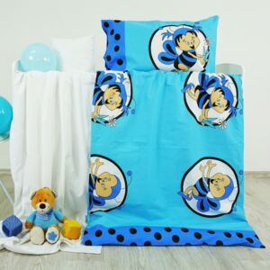 Obliečky detské bavlnené včielky modré EMI 130x90 + 65x45 cm