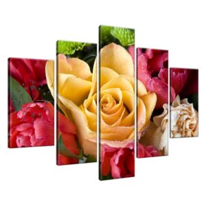 Obraz s hodinami Zarosená ruža a kvety 150x105cm ZP1741A_5H