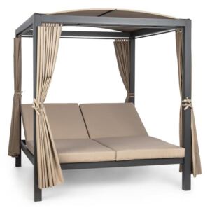 Blumfeldt Eremitage Double XL slnečné ležadlo, 2 osoby, kovový rám, slnečná strecha, závesy