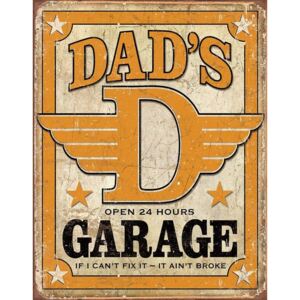 Plechová ceduľa Dads Garage 40 cm x 32 cm