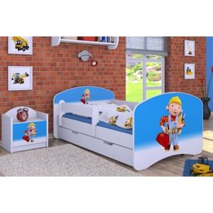 MAXMAX Detská posteľ so zásuvkou 180x90cm BOŘEK STAVITEL