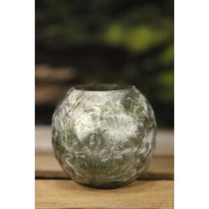 Zelený zamrznutý sklenený svietnik 9cm