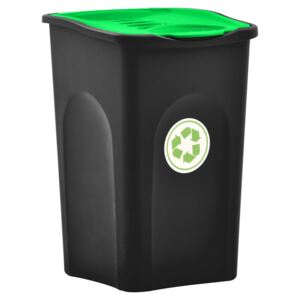 Odpadkový kôš s vyklápacím vekom 50l čierno-zelený