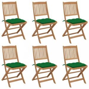 Skladacia záhradná stolička s poduškami 6 ks Dekorhome Zelená