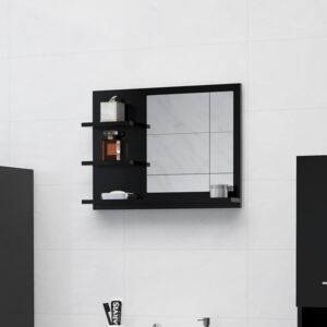 Kúpeľňové zrkadlo, čierne 60x10,5x45 cm, drevotrieska