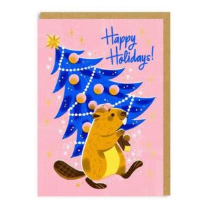Vánoční přání Happy Holidays Beaver