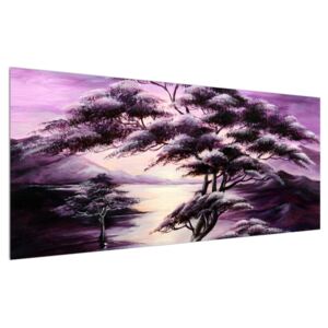 Fialový obraz stromu (120x50 cm)