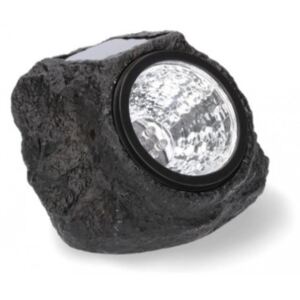 GARDEN LINE Solárna lampa 12,6 x 14,4 x 10 cm - imitácia prírodného kameňa - čierna