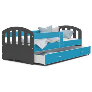 Detská posteľ so zásuvkou HAPPY - 140x80 cm - modro-šedá