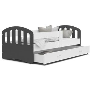 Detská posteľ so zásuvkou HAPPY - 140x80 cm - bielo-šedá