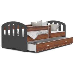 Detská posteľ so zásuvkou HAPPY - 140x80 cm - havana-šedá