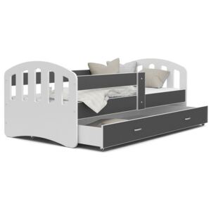 Detská posteľ so zásuvkou HAPPY - 140x80 cm - šedo-biela