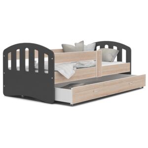 Detská posteľ so zásuvkou HAPPY - 140x80 cm - sonoma-šedá