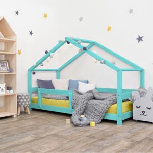 Benlemi Detská posteľ domček Lucky 120x180 cm s bočnicou Farba: Tyrkysová