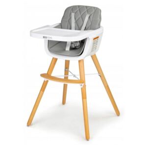Eco toys Jedálenská stolička, stolček 2v1 s prešívaným polstrovaním - sivá
