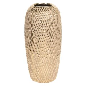 Zlatý betónový kvetináč / váza s dekorom - Ø 13 * 26 cm