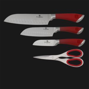 BerlingerHaus Santoku nože s nožnicami - 4 ks Červené