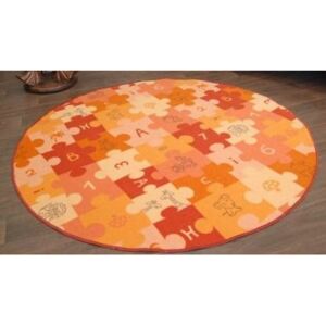 MAXMAX Detský guľatý koberec PUZZLE oranžový oranžová