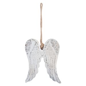 Závesná drevená biela anjelské krídla - 11 * 1 * 13 cm