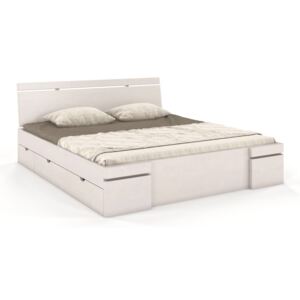 CHROB Drevená posteľ Sparta buk s úložným priestorom - biela Plocha na spanie:: 200 x 200 cm