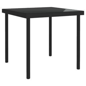Vonkajší jedálenský stôl čierny 80x80x72 cm sklo a oceľ