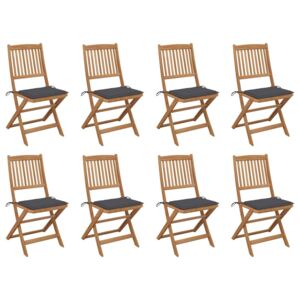 Skladacie vonkajšie stoličky s podložkami 8 ks akáciový masív