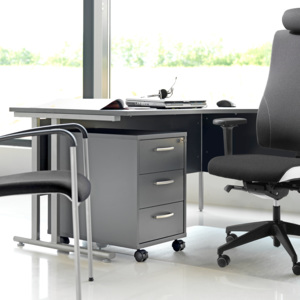 Kancelársky kontajner Flexus, 3 zásuvky, 550x400x600 mm, šedý