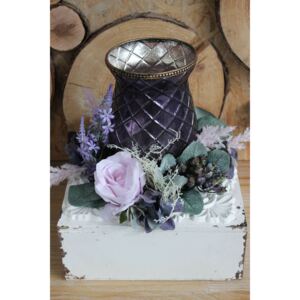 Fialová kvetinová dekorácia na stôl "Provance"30cm