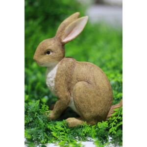 Hnedý dekoračný sediaci zajac 17cm