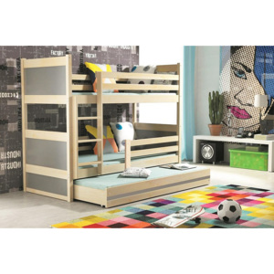 Poschodová posteľ s prístilkou FIONA 3, 80x160 cm, borovica/grafit