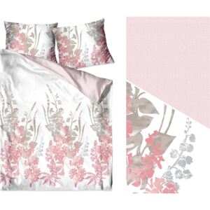 Krásne bavlnené obliečky v bielej farbe s rúžovými vzorom