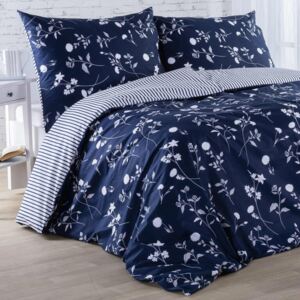Bavlnené posteľné obliečky LUNA modré predĺžená dĺžka