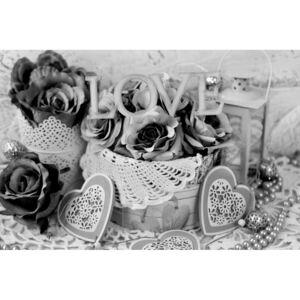 Obraz romantická dekorácia vo vintage štýle v čiernobielom prevedení