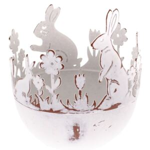 Kovový dekoratívny držiak na vajíčka so zajacom Dakls