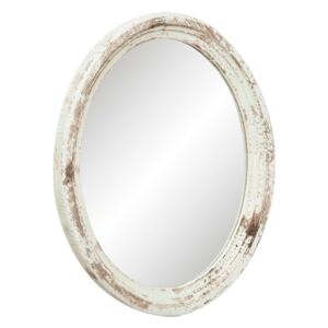 Oválne zrkadlo v bielom ráme s patinou - 54 * 4 * 66 cm