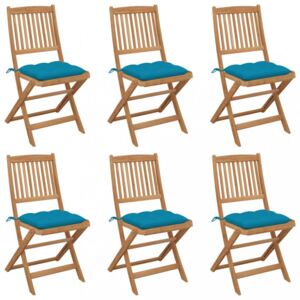 Skladacia záhradná stolička s poduškami 6 ks Dekorhome Modrá