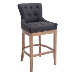 Barová stolička Buckingham látka, drevené nohy svetlá antik Farba Tmavo sivá