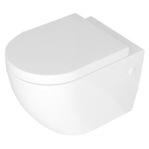 REA CARLO mini - závesná WC misa 49x37 s pomaly-padajúcim sedátkom, biela, REA-C1000