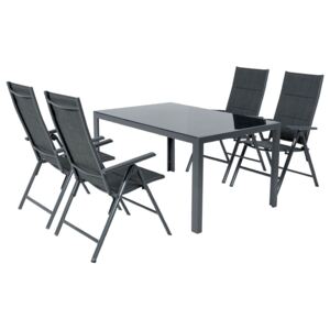 FLORABEST® Súprava záhradného nábytku, hliníková, 5-dielna - 4 skladacie stoličky + 1 stôl (800000025)