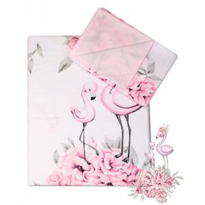 BABY NELLYS - 2-dielne bavlnené obliečky - Plameniak ružový, 135 x 100
