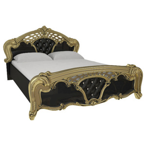 Manželská posteľ SAMSON + rošt + matrac DE LUX, 160x200, čierna lesk
