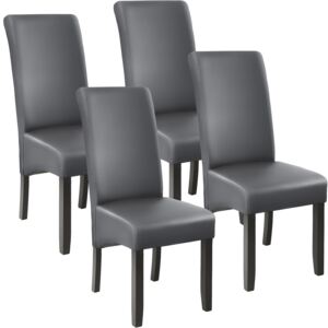 Tectake 403591 4 jedálenská stolička ergonomické, masívne drevo - šedá