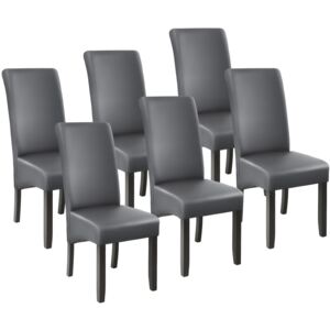 Tectake 403592 6 jedálenská stolička ergonomické, masívne drevo - šedá