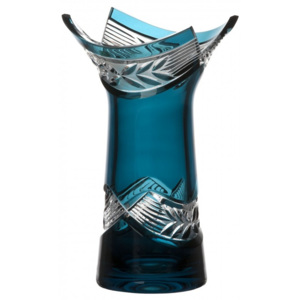 Krištáľová váza Laurel, farba azúrová, výška 185 mm