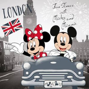 JERRY FABRICS Obliečka na vankúšik Mickey a Minnie v Londýne Polyester 40/40 cm